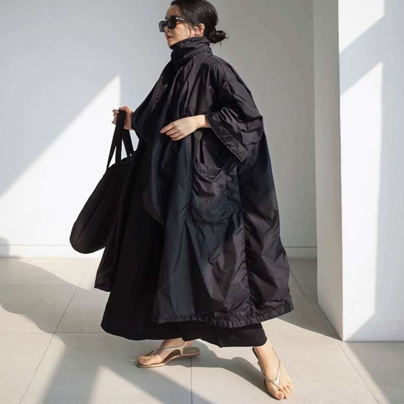 Damen Longline-Parka im leichten Windbreaker-Stil mit innenliegendem Futter, Tunnelzug und Pattentaschen Drune