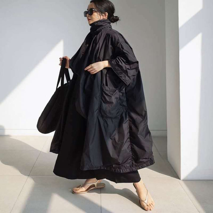 Damen Longline-Parka im leichten Windbreaker-Stil mit innenliegendem Futter, Tunnelzug und Pattentaschen Drune