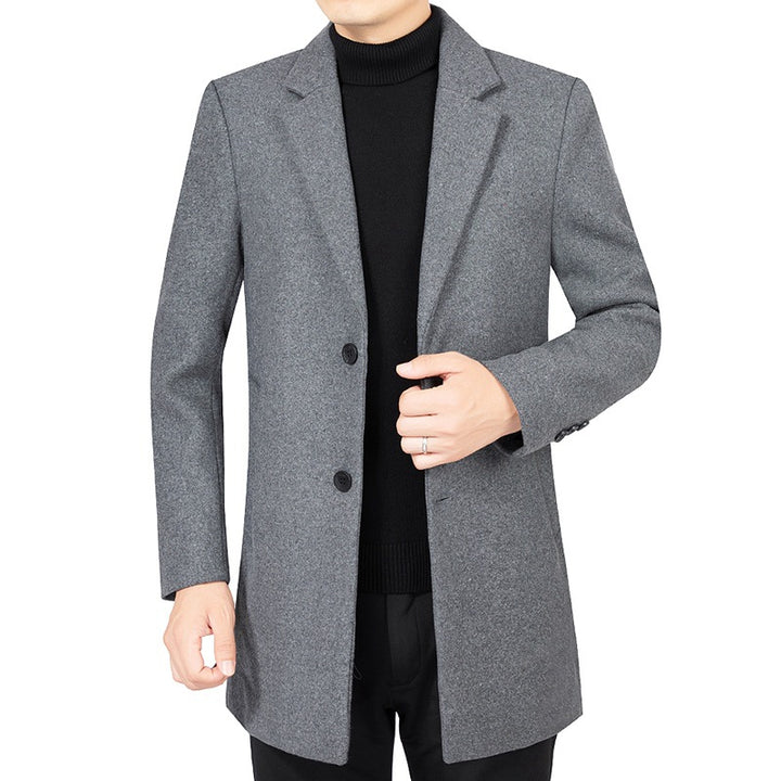 Herren Eleganter taillierter Wollmix-Mantel mit Notch-Revers und Zweiknopfverschluss Drune