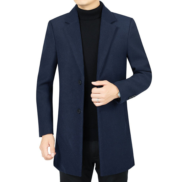 Herren Eleganter taillierter Wollmix-Mantel mit Notch-Revers und Zweiknopfverschluss Drune