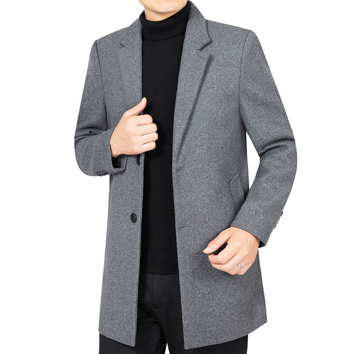 Herren Eleganter taillierter Wollmix-Mantel mit Notch-Revers und Zweiknopfverschluss Drune