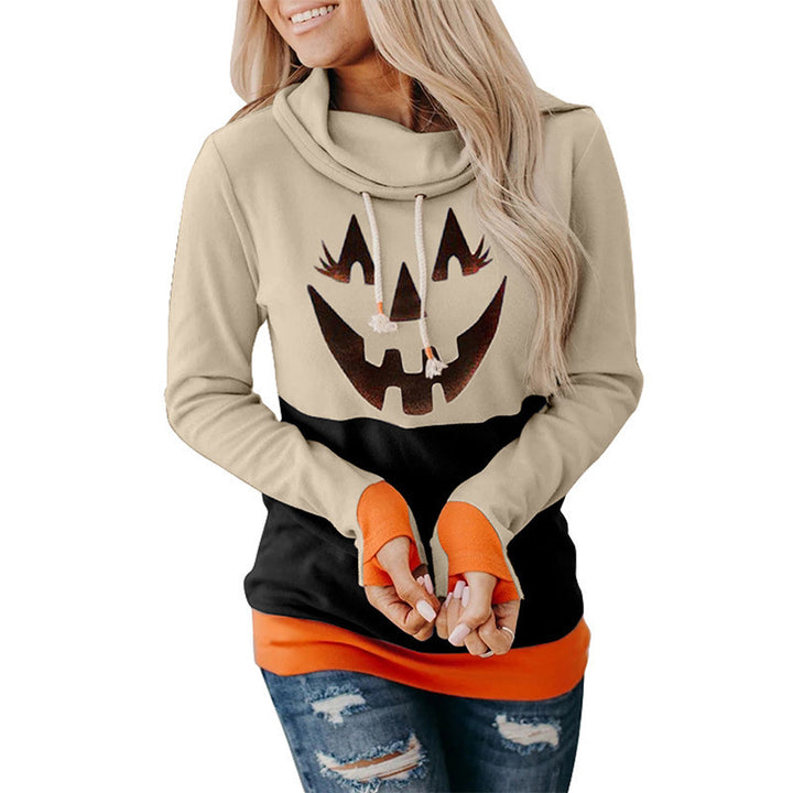 Damen Casual Kürbis Grafik Hoodie Drune