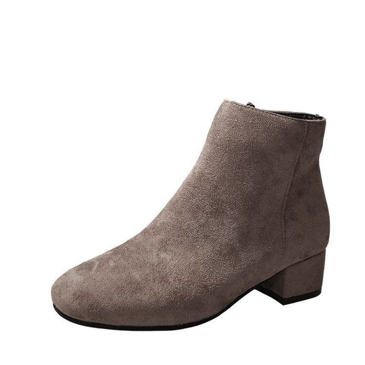 Damen Stiefeletten mit samtigem Obermaterial und komfortablem Blockabsatz Drune