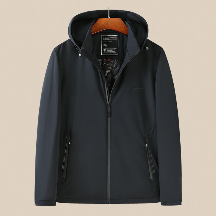 Herren Wasserdichte Softshelljacke mit Kapuze, winddicht und atmungsaktiv Drune