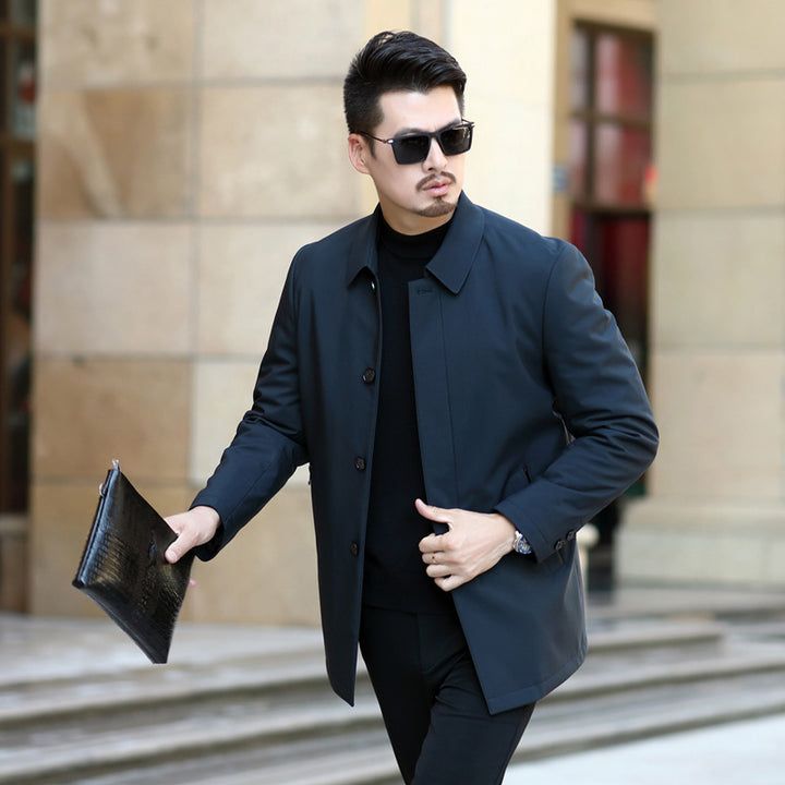 Herren eleganter urbaner Kurzmantel mit Hemdkragen und leichter Isolierung Drune
