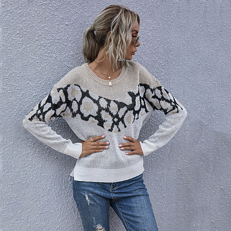 Damen Feinstrickpullover mit Intarsienmuster, Rundhals und lässiger Oversize-Passform Drune