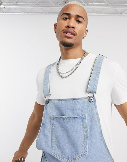 Herren Denim-Latzhose mit lässigen Destroyed-Details Drune