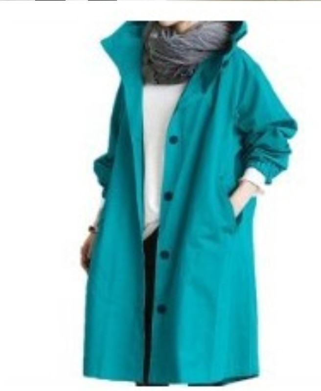 Damen nan leichter Oversize Regenmantel mit Kapuze und verdecktem Verschluss Drune