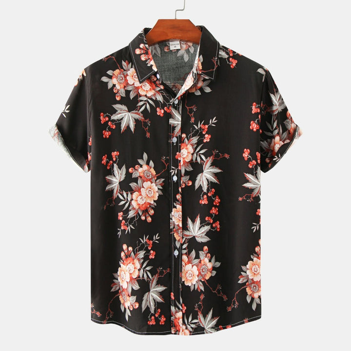 Drune | Floral kurzärmeliges Blumenhemd Männer