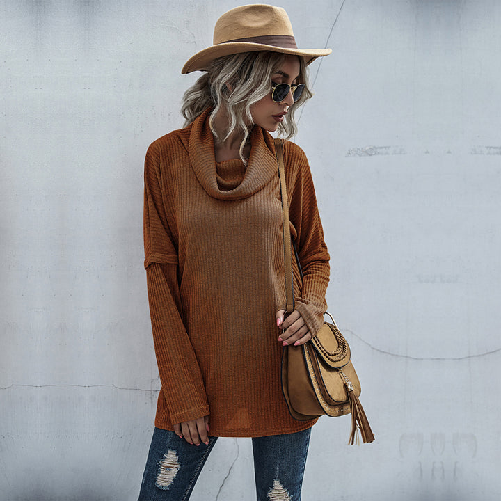 Damen Gerippter Feinstrick-Longsleeve mit Rollkragen, Seitenschlitzen und verlängertem Rückenteil Drune