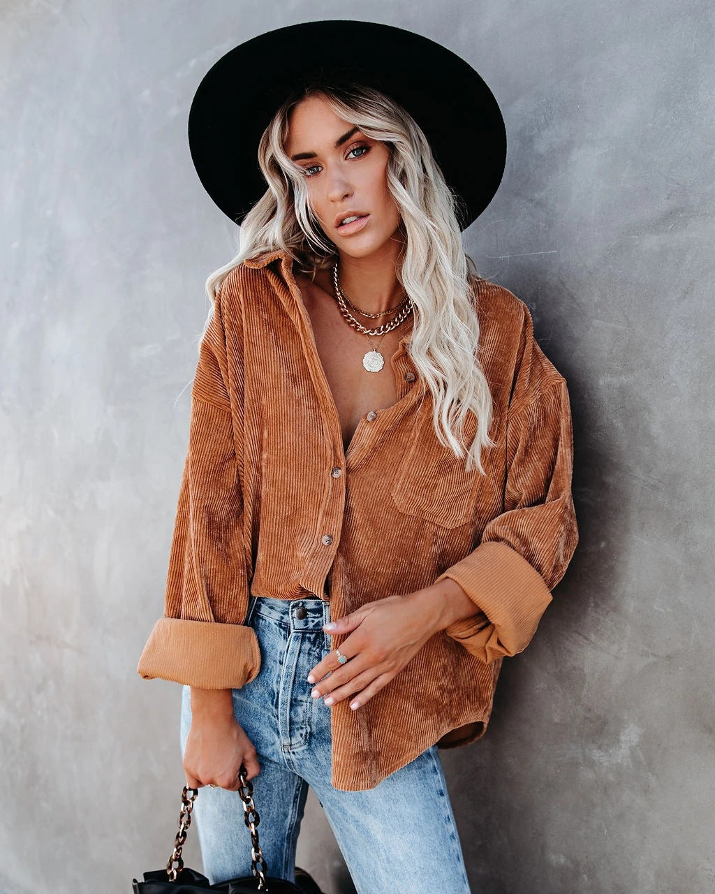 Damen Cordbluse im lässigen Oversized-Schnitt Drune