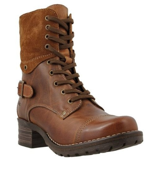 Damen nan knöchelhohe Schnürstiefel mit Velourskragen, dekorativer Schnalle und dämpfender Profilsohle Drune
