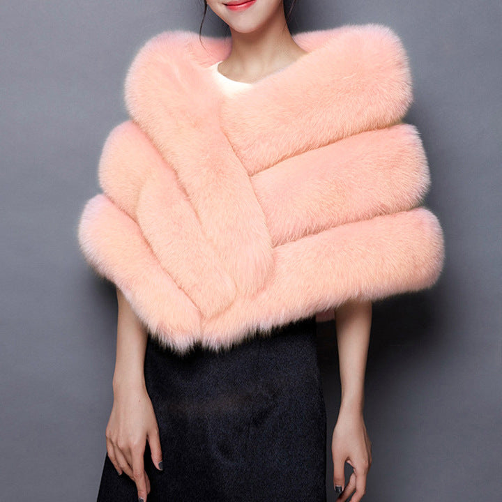 Damen Eleganter Kunstpelz-Cape Drune