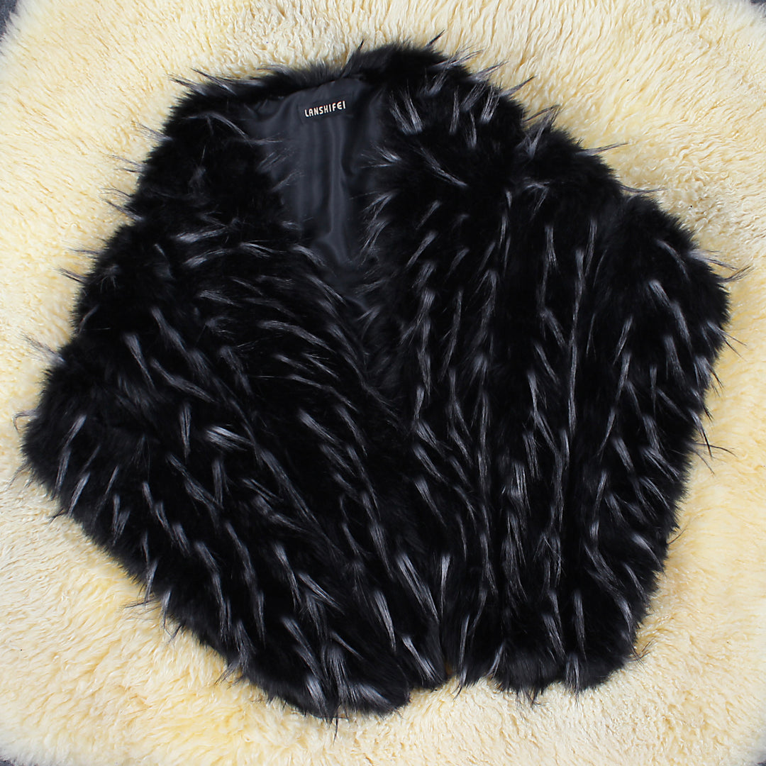 Damen Eleganter Kunstpelz-Cape Drune
