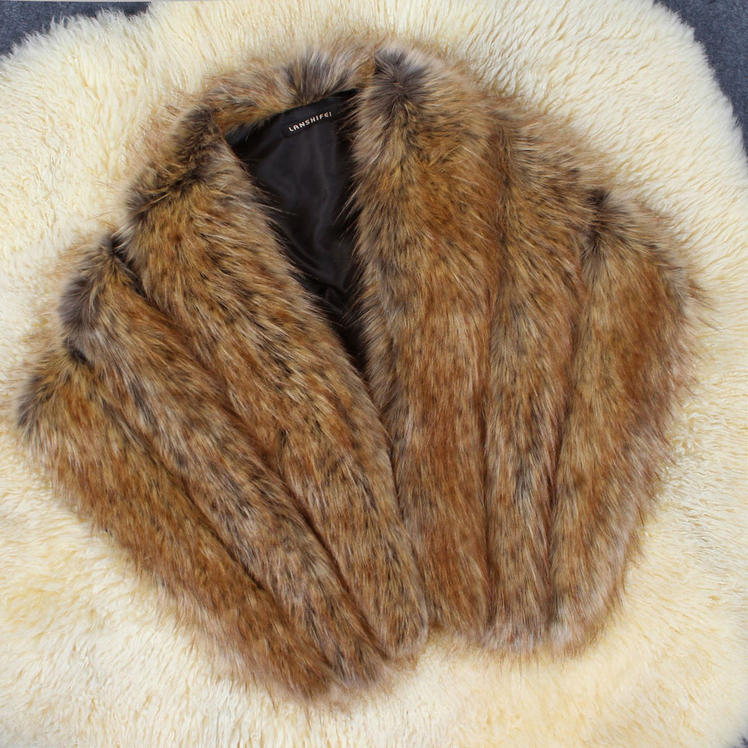 Damen Eleganter Kunstpelz-Cape Drune