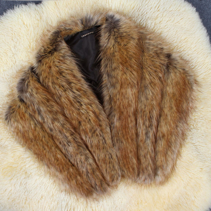 Damen Eleganter Kunstpelz-Cape Drune
