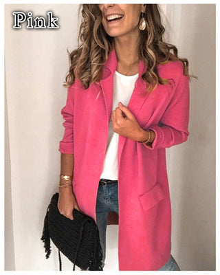Damen Modischer und eleganter Fleece-Mantel mit praktischen Taschen Drune