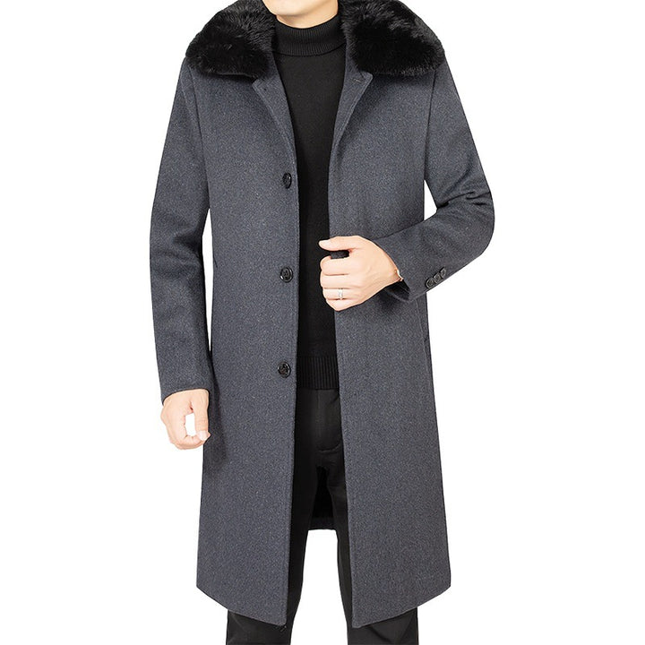 Herren Wollmix-Mantel mit abnehmbarem Kunstpelzkragen und wärmender Teddyfutter-Innenseite Drune