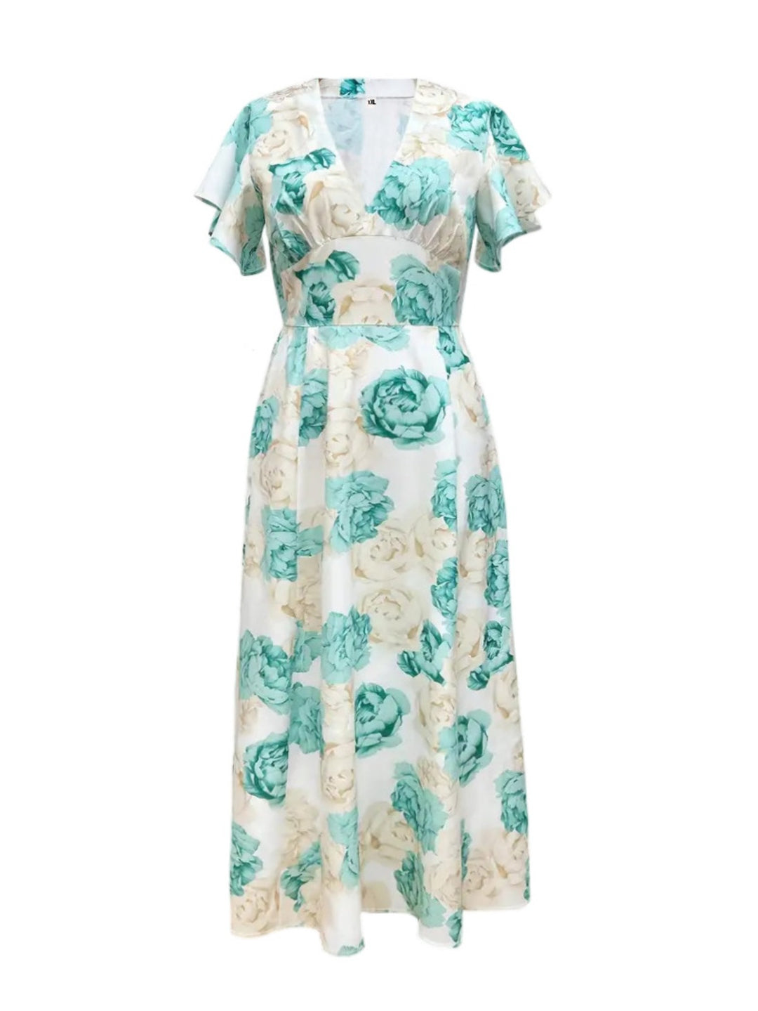 Drune | V-Ausschnitt Temperament elegant große Größe gedruckt Kleid