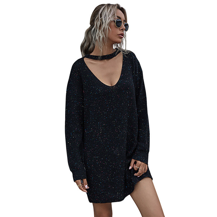 Damen Strick‑Minikleid mit Cut-Out‑Choker, taillierter Silhouette und feinem Glitzer‑Effekt Drune