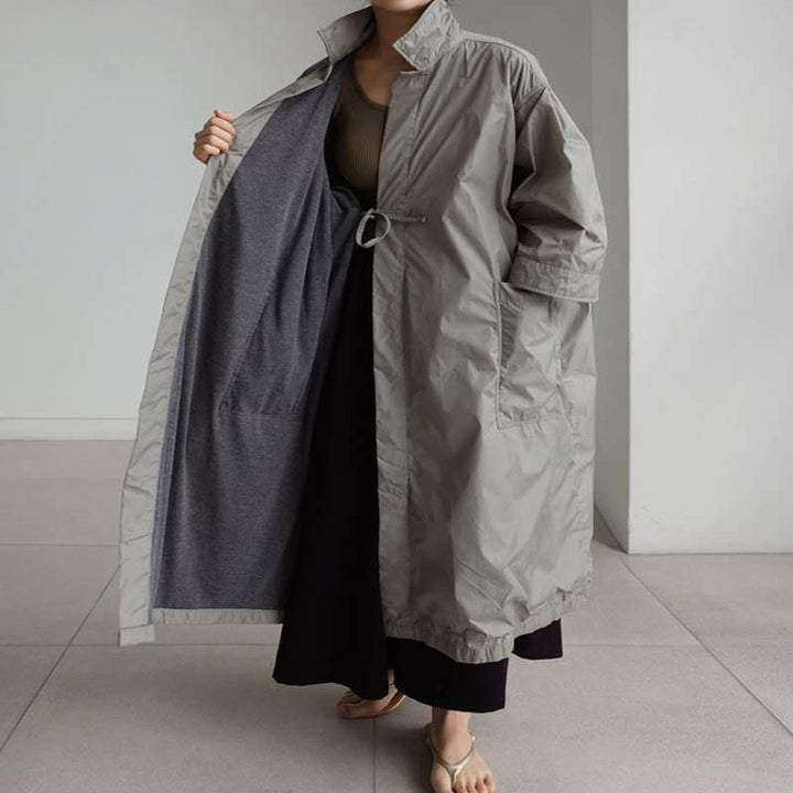 Damen Longline-Parka im leichten Windbreaker-Stil mit innenliegendem Futter, Tunnelzug und Pattentaschen Drune