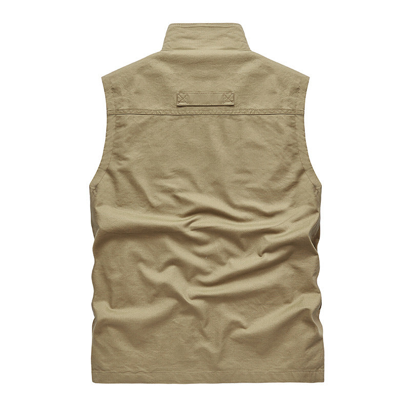 Herren Leichte Outdoor-Utility-Weste mit Mesh‑Futter, Reißverschlusstaschen und Stehkragen Drune