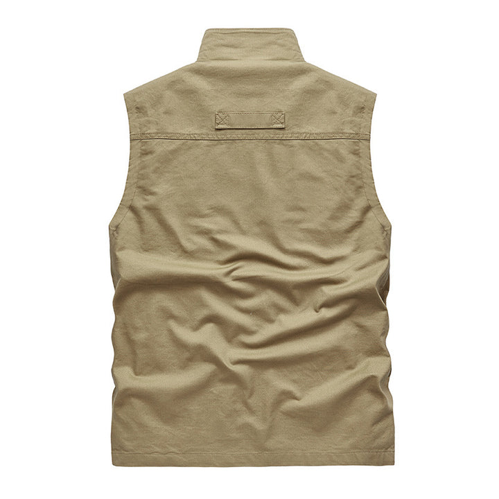 Herren Leichte Outdoor-Utility-Weste mit Mesh‑Futter, Reißverschlusstaschen und Stehkragen Drune
