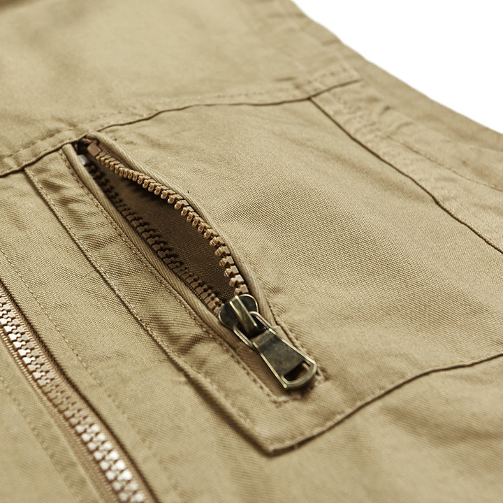 Herren Leichte Outdoor-Utility-Weste mit Mesh‑Futter, Reißverschlusstaschen und Stehkragen Drune