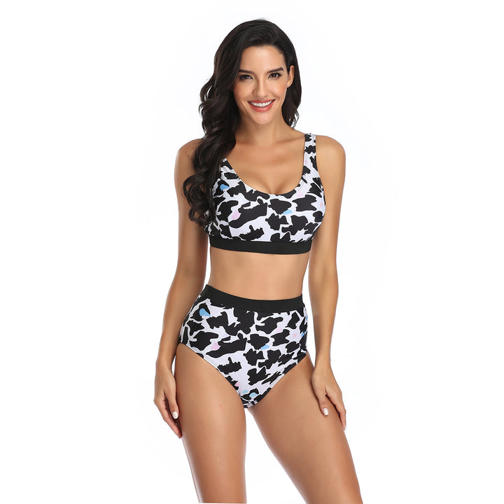 Damen Sportliches Bikiniset mit hohem Bund und modischem Camouflage-Muster Drune