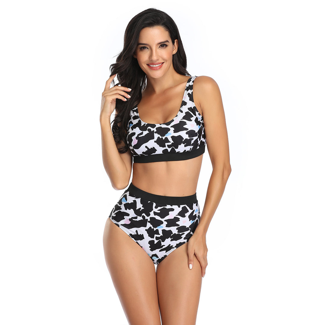 Damen Sportliches Bikiniset mit hohem Bund und modischem Camouflage-Muster Drune