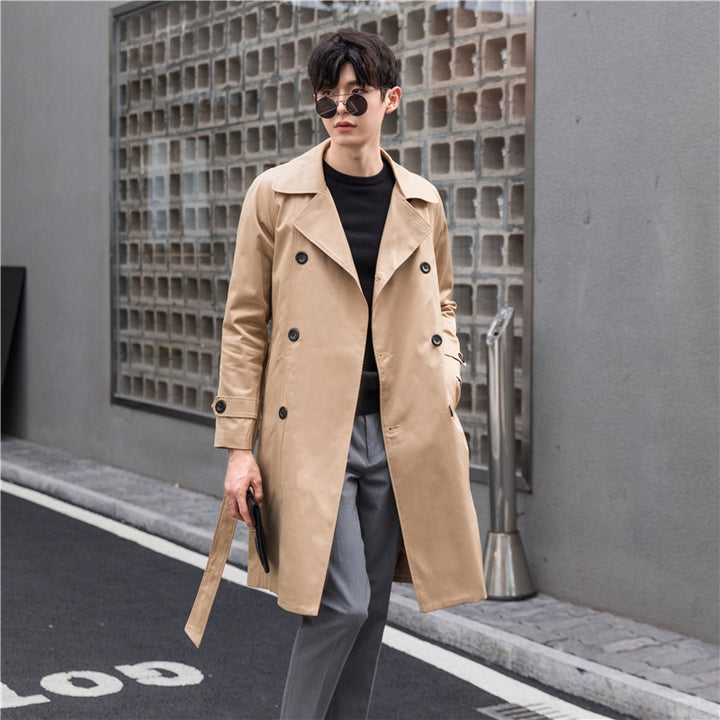 Herren Trenchcoat mit Doppelreiher und tailliertem Schnitt Drune
