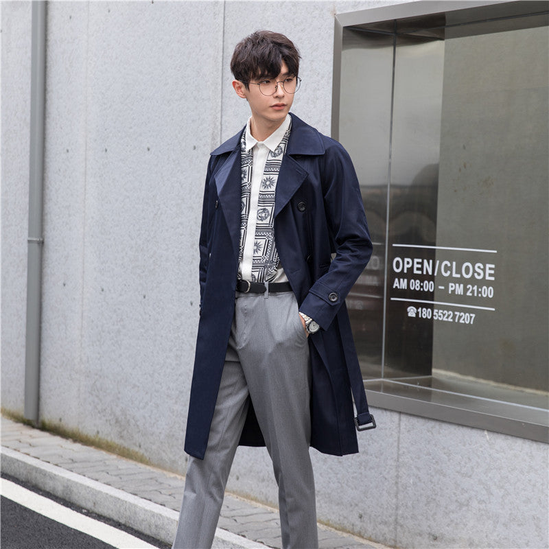 Herren Trenchcoat mit Doppelreiher und tailliertem Schnitt Drune