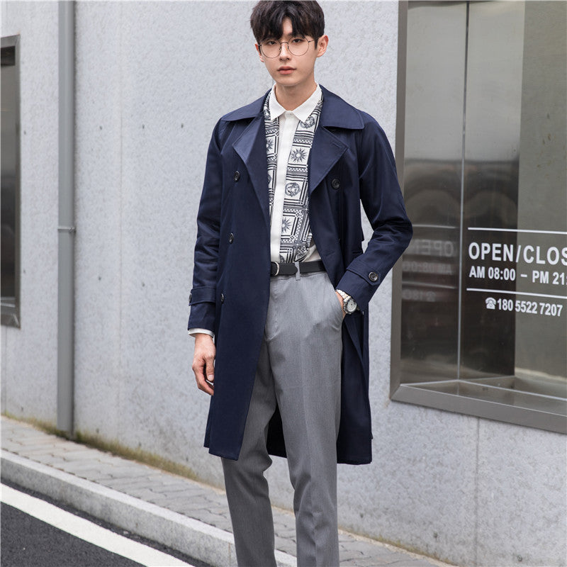 Herren Trenchcoat mit Doppelreiher und tailliertem Schnitt Drune