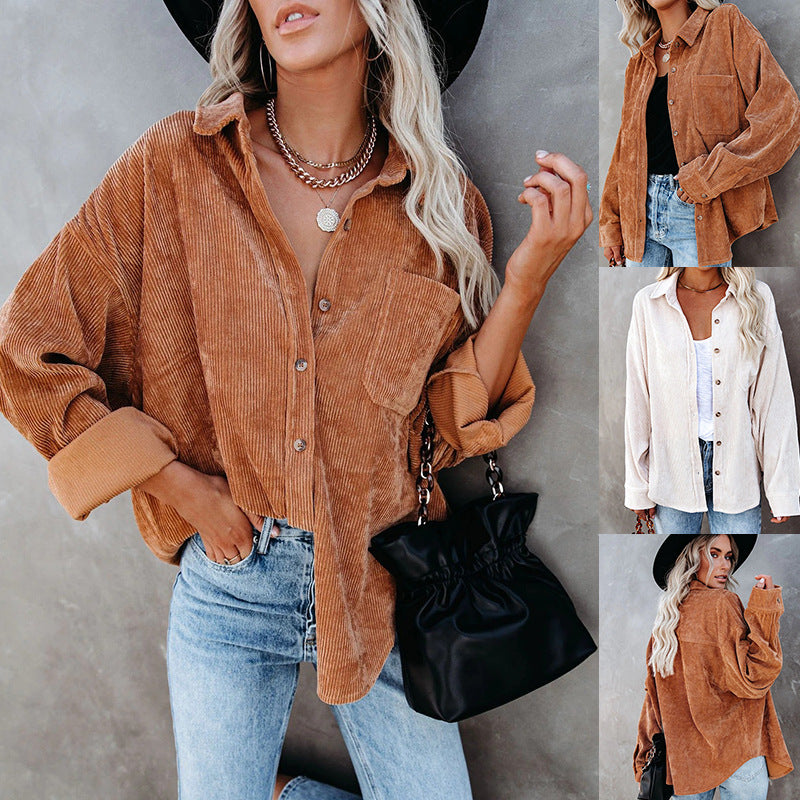 Damen Cordbluse im lässigen Oversized-Schnitt Drune