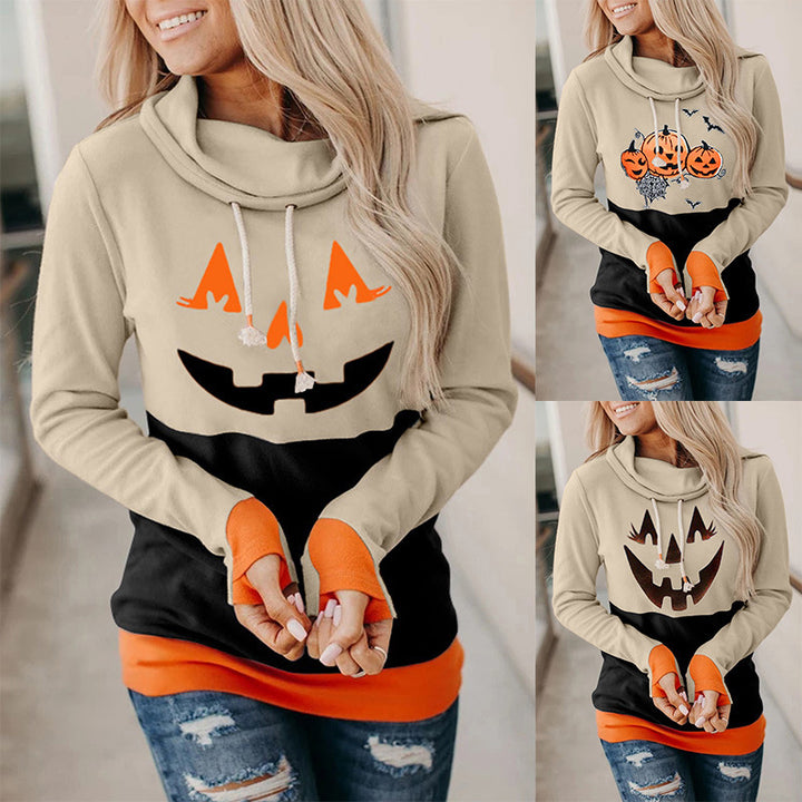 Damen Casual Kürbis Grafik Hoodie Drune