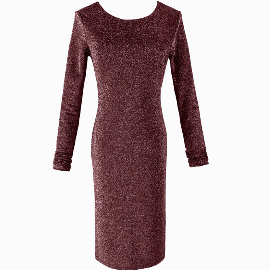Damen Figurbetontes Samt‑Minikleid mit Stretch, Rundhalsausschnitt & taillierter Silhouette Drune