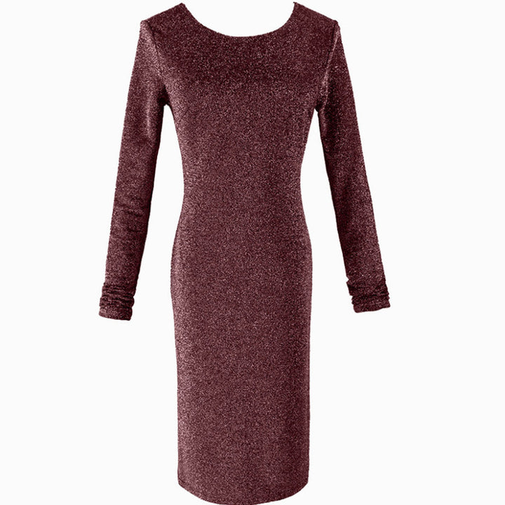 Damen Figurbetontes Samt‑Minikleid mit Stretch, Rundhalsausschnitt & taillierter Silhouette Drune