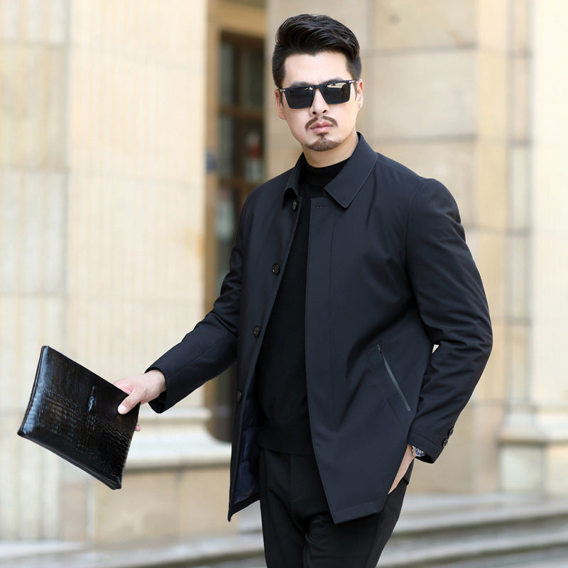 Herren eleganter urbaner Kurzmantel mit Hemdkragen und leichter Isolierung Drune