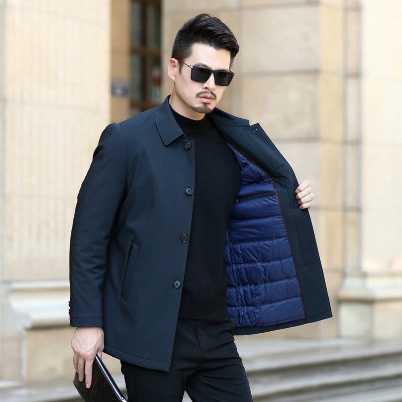Herren eleganter urbaner Kurzmantel mit Hemdkragen und leichter Isolierung Drune