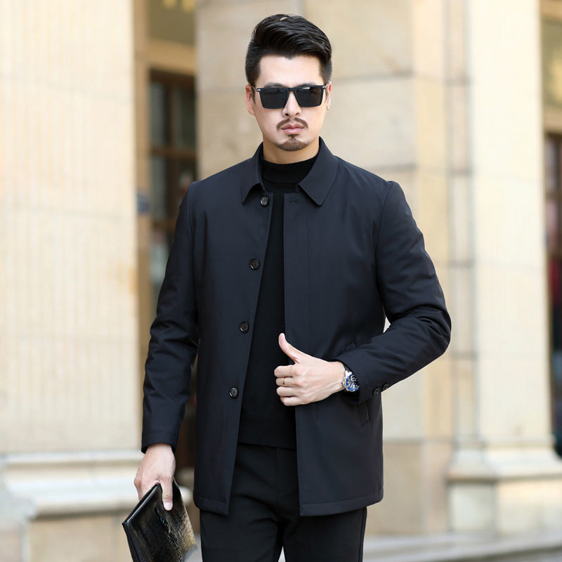 Herren eleganter urbaner Kurzmantel mit Hemdkragen und leichter Isolierung Drune
