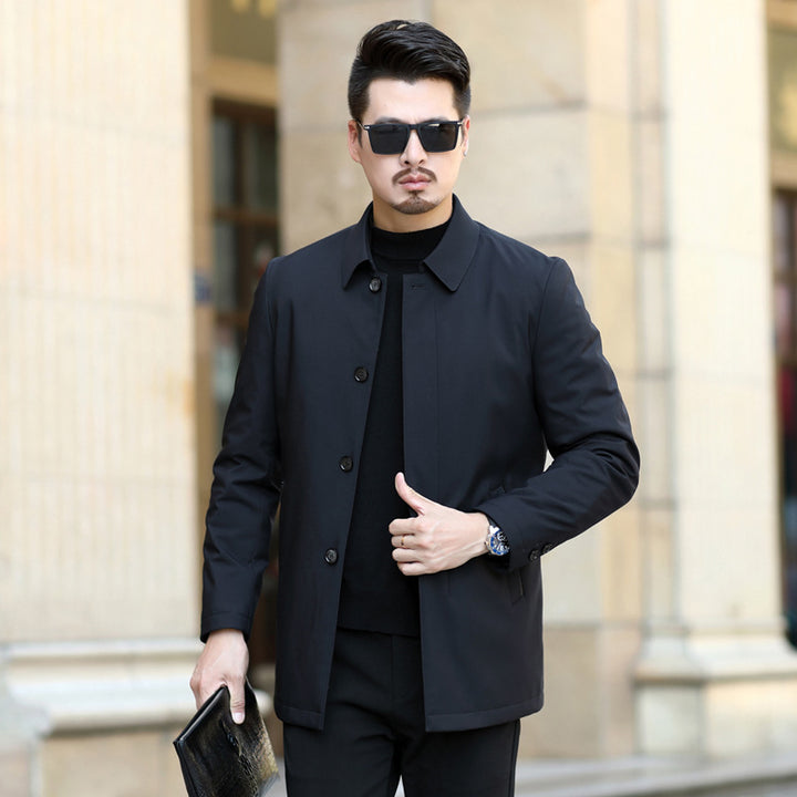 Herren eleganter urbaner Kurzmantel mit Hemdkragen und leichter Isolierung Drune