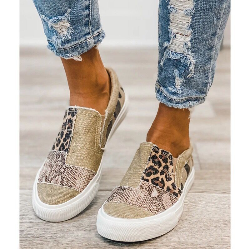 Damen modische Slip-On Sneakers mit unterschiedlichen Tiermustern Drune