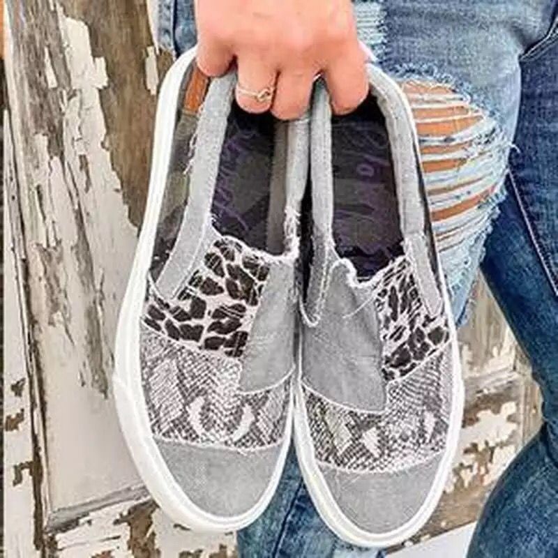 Damen modische Slip-On Sneakers mit unterschiedlichen Tiermustern Drune