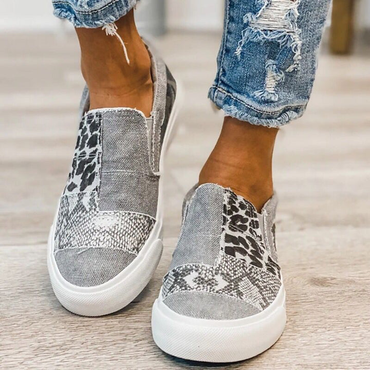 Damen modische Slip-On Sneakers mit unterschiedlichen Tiermustern Drune