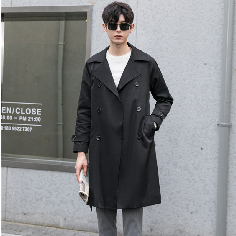 Herren Trenchcoat mit Doppelreiher und tailliertem Schnitt Drune