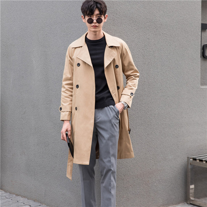 Herren Trenchcoat mit Doppelreiher und tailliertem Schnitt Drune