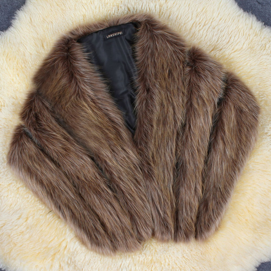 Damen Eleganter Kunstpelz-Cape Drune