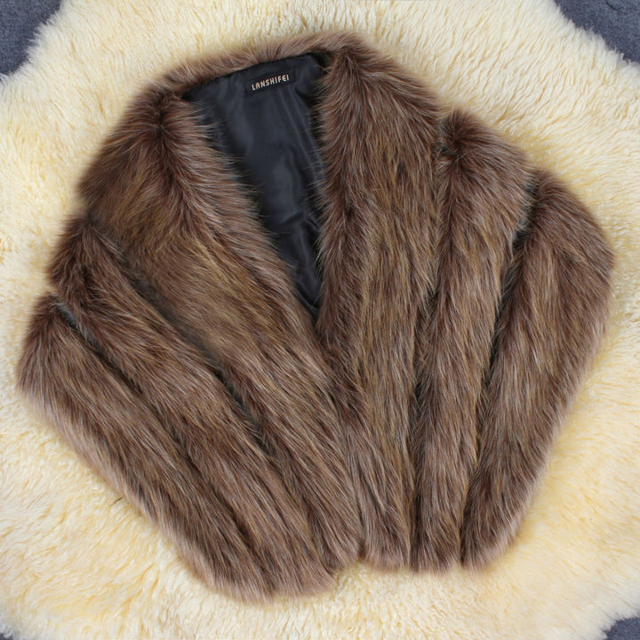 Damen Eleganter Kunstpelz-Cape Drune