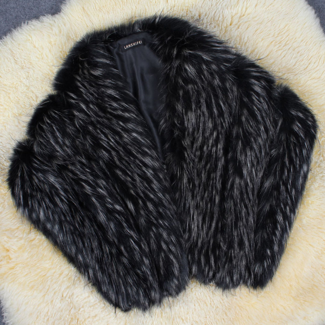Damen Eleganter Kunstpelz-Cape Drune