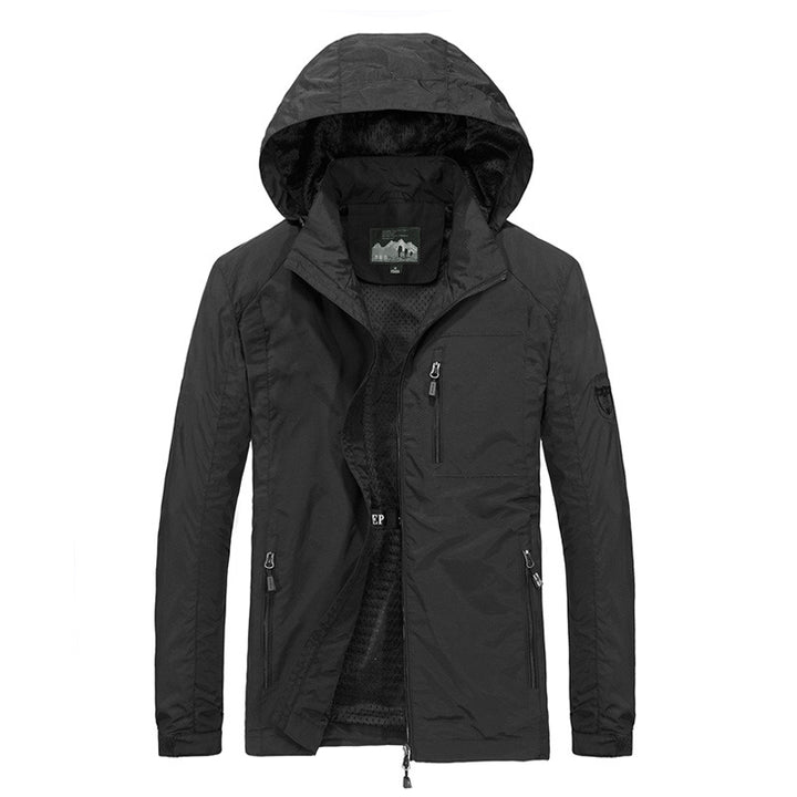 Herren Atmungsaktive Softshell-Hybridjacke mit Kapuze, Mikro-Fleecefutter und Reißverschluss-Brusttasche Drune